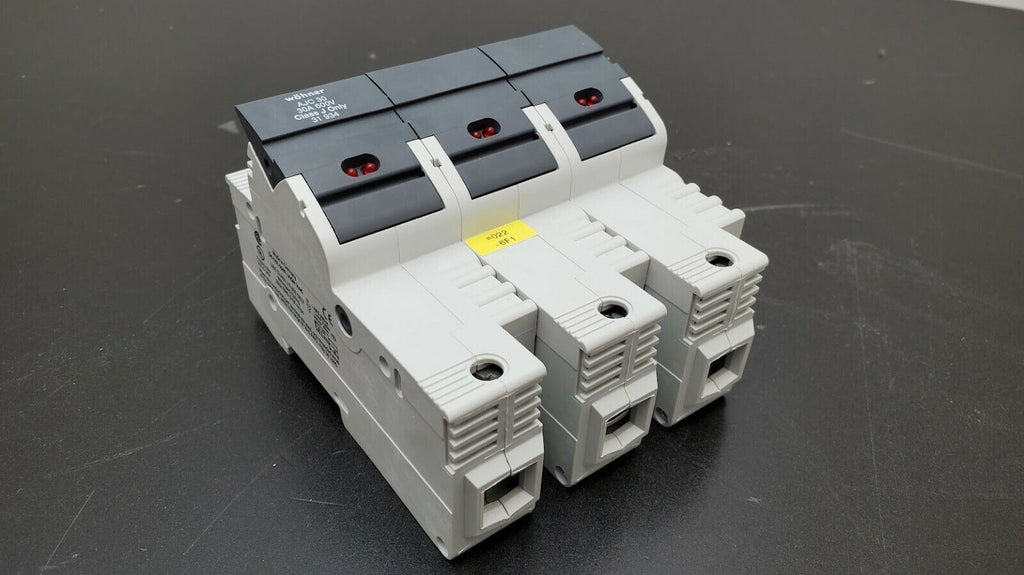 wohner AJC 30 30A 600V Class J Fuse Only 31 934 3-Pole Fuse Holder DIN Rail