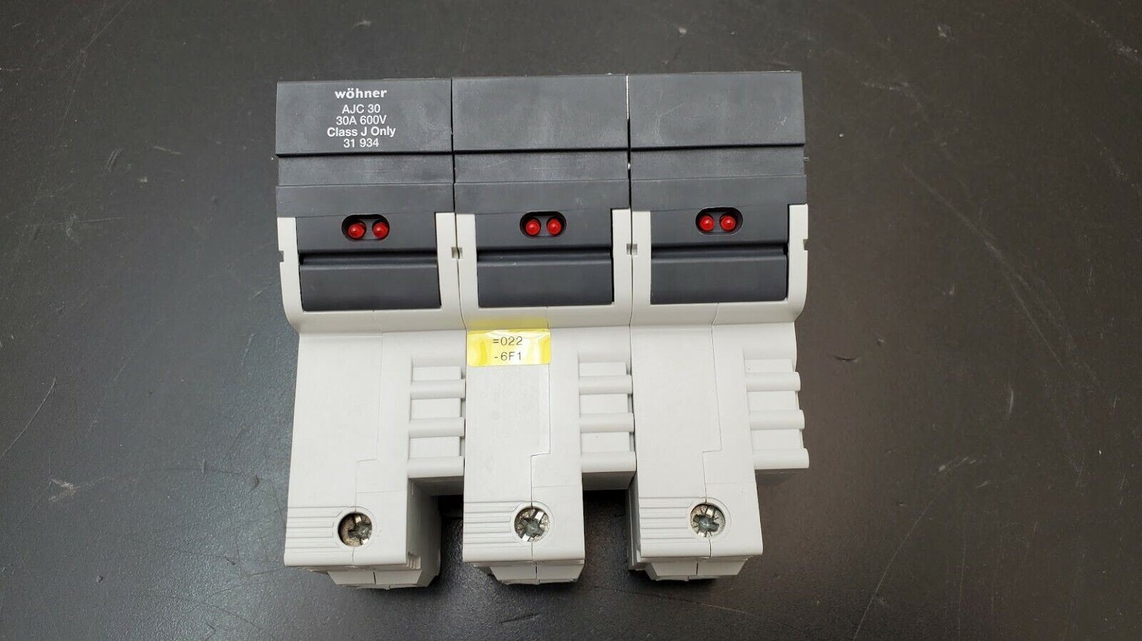 wohner AJC 30 30A 600V Class J Fuse Only 31 934 3-Pole Fuse Holder DIN Rail