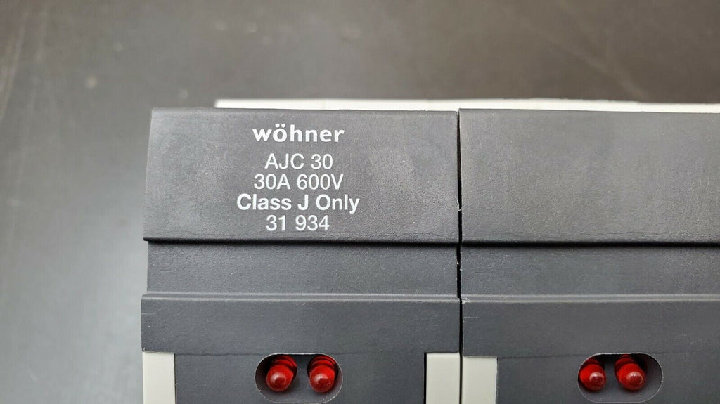 wohner AJC 30 30A 600V Class J Fuse Only 31 934 3-Pole Fuse Holder DIN Rail
