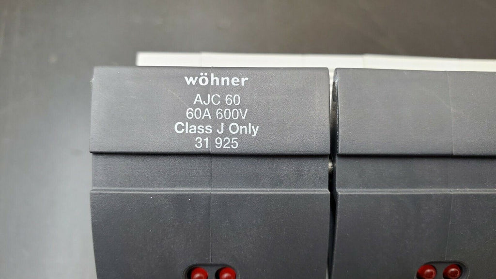 wohner AJC 60 60A 600V Class J Fuse Only 31 925 3-Pole Fuse Holder DIN Rail