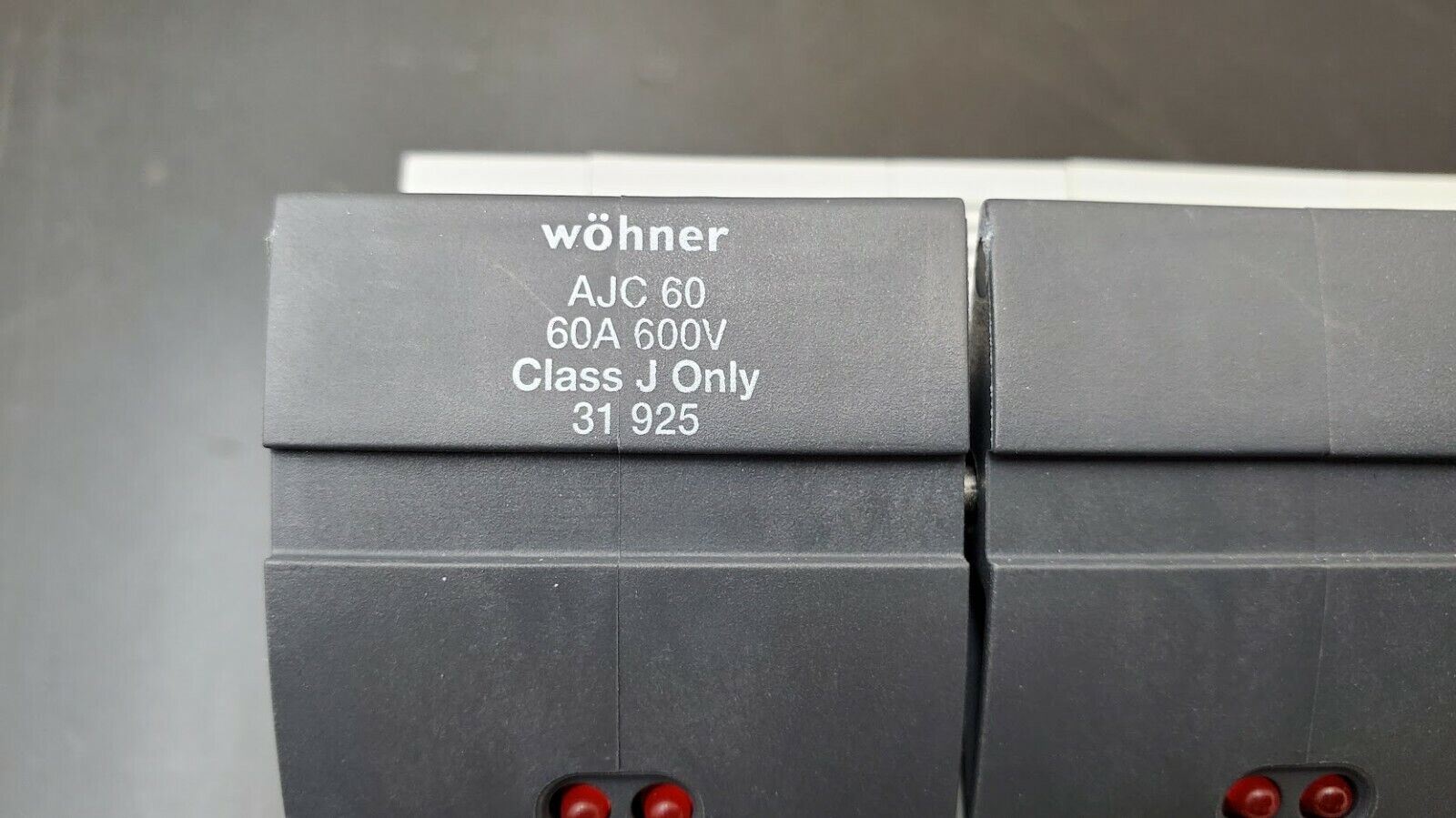 wohner AJC 60 60A 600V Class J Fuse Only 31 925 3-Pole Fuse Holder DIN Rail