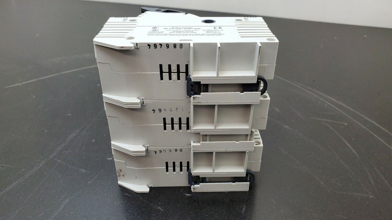 wohner AJC 60 60A 600V Class J Fuse Only 31 925 3-Pole Fuse Holder DIN Rail