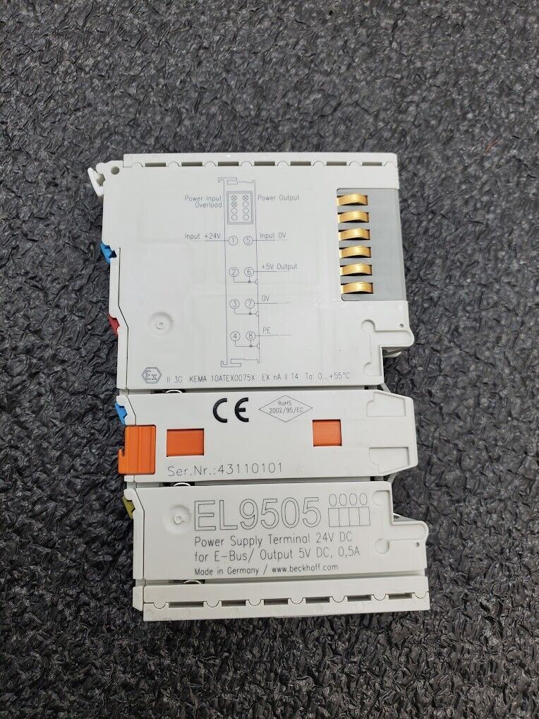 Beckhoff EL9505 Power supply Terminal 24V DC for E-BUS/ Output 5v DC 0.5