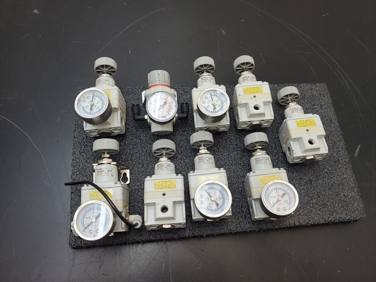SMC Pneumatic Air Regulator Lot of 9 Used IR2000-N02 150PSI in 1-30PSI Out