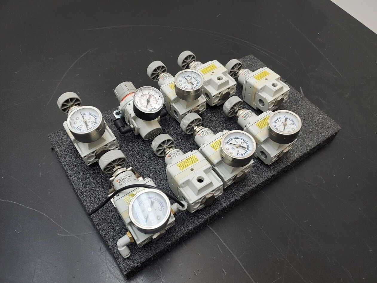 SMC Pneumatic Air Regulator Lot of 9 Used IR2000-N02 150PSI in 1-30PSI Out
