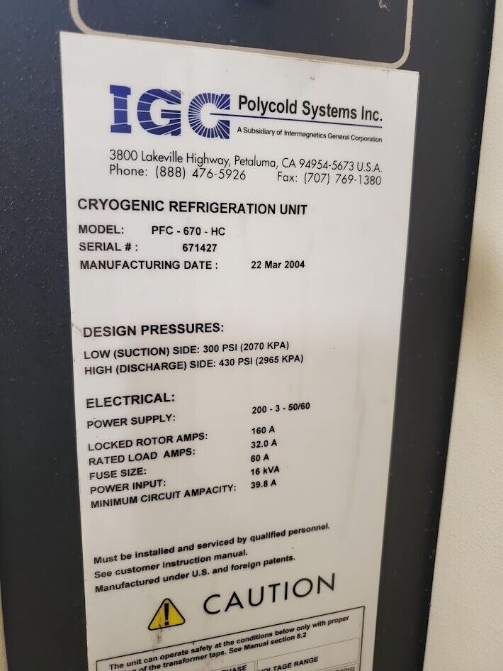 PolyCold PFC-670-HC Brooks Automation Cryogenic Cold End Cryo Trap Unit