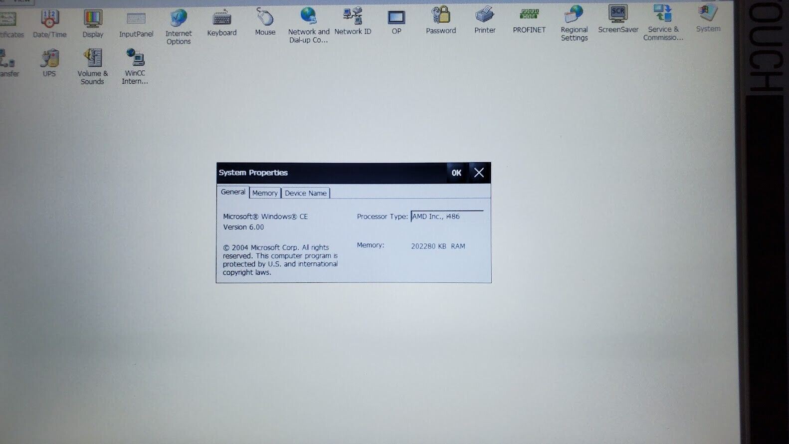 SIEMENS SIMATIC HMI TP1200 Comfort Panel 12 in. Touch Screen 6AV2 124-0MC01-0AX0