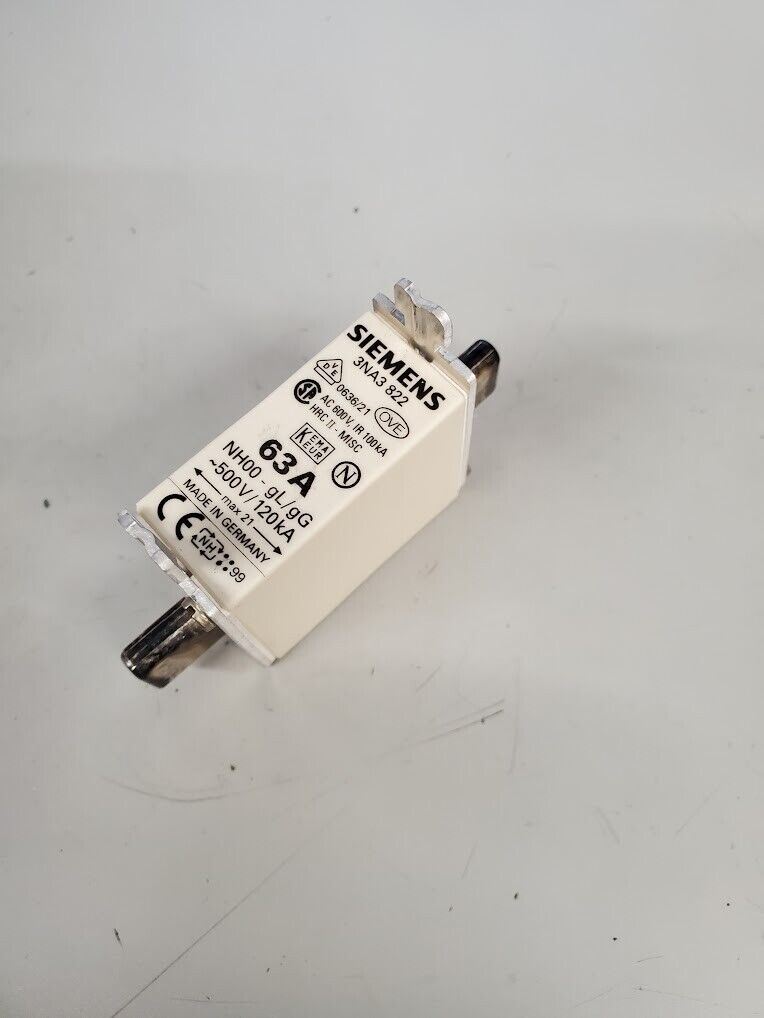 Wohner NH00 C GL LTS-00 Bus Mount Fuse Holder w/ 63A Weber, Siemens Fuses