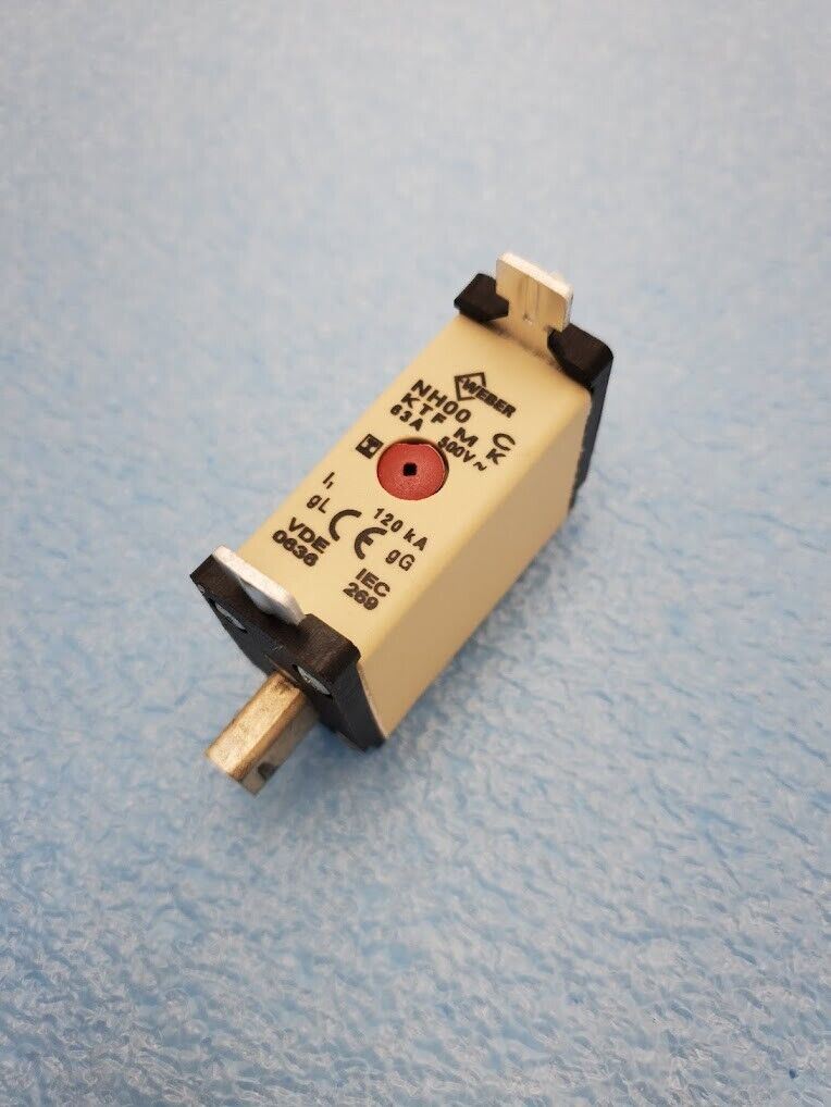 Wohner NH00 C GL LTS-00 Bus Mount Fuse Holder w/ 63A Weber, Siemens Fuses