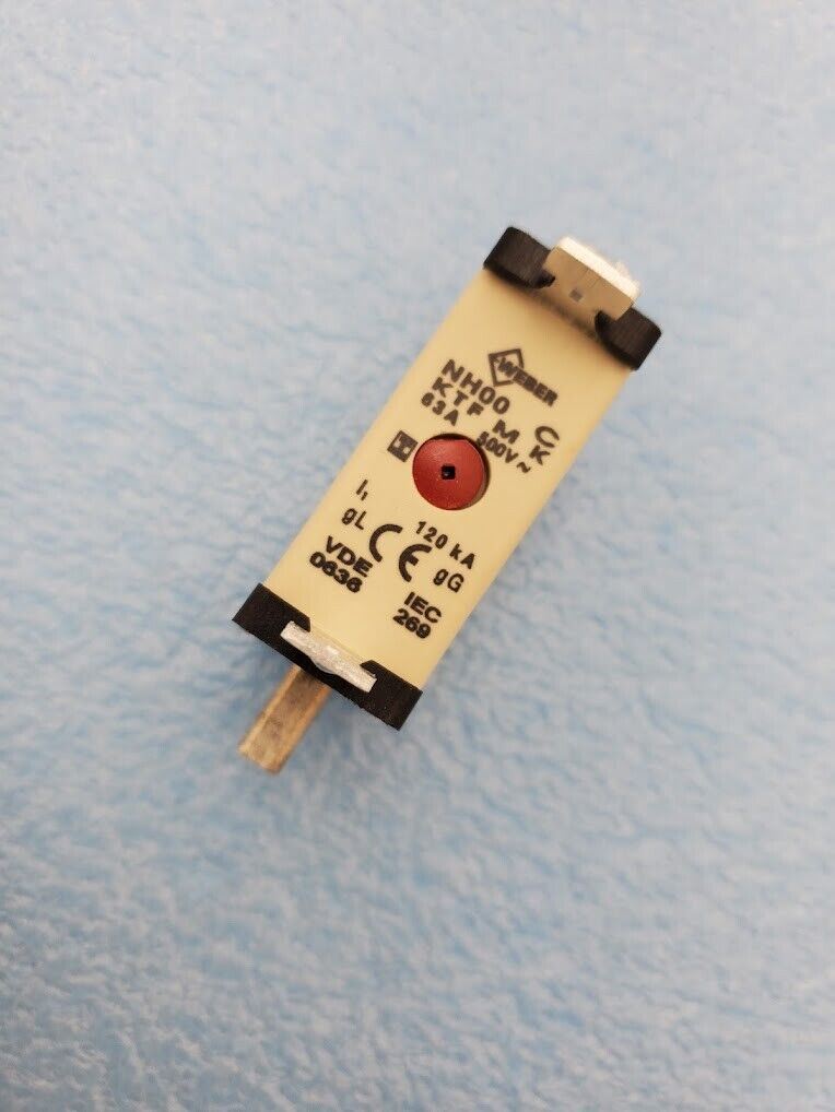 Wohner NH00 C GL LTS-00 Bus Mount Fuse Holder w/ 63A Weber, Siemens Fuses