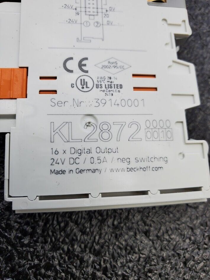 Beckoff KL2872-0000 16 X Digital Output 24 V DC 0.5A KL2872 Negative Switching
