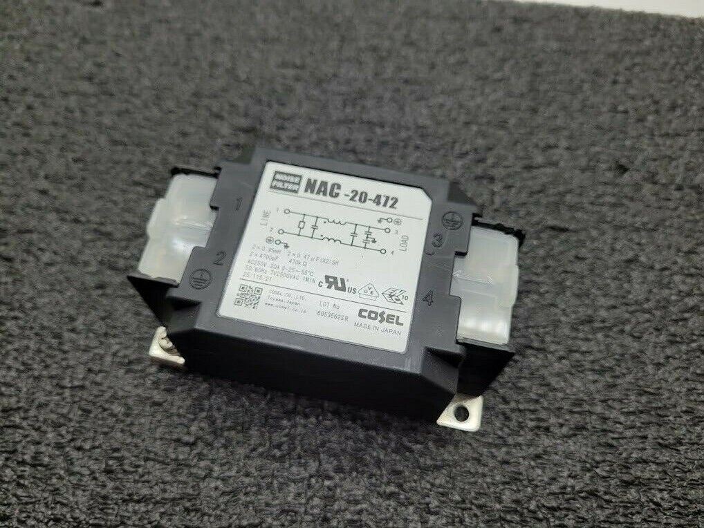 Cosel NAC-20-472 Power Line Noise Filter 20A 20 AMP 250VAC 50/60Hz 2 Lines