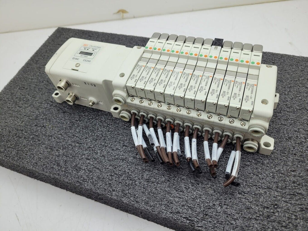 SMC SI Air EX250 SDN1 DeviceNet w 12x VQ1200N-5 -51 Solenoid Valve Block