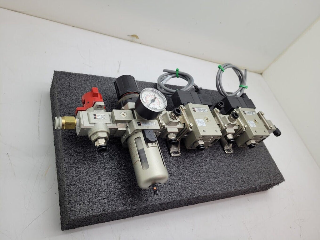 SMC Regulator NAW3000-N02 Stack On/Off 2x AV3000-03-5DZ 24VDC Soft Start Valves
