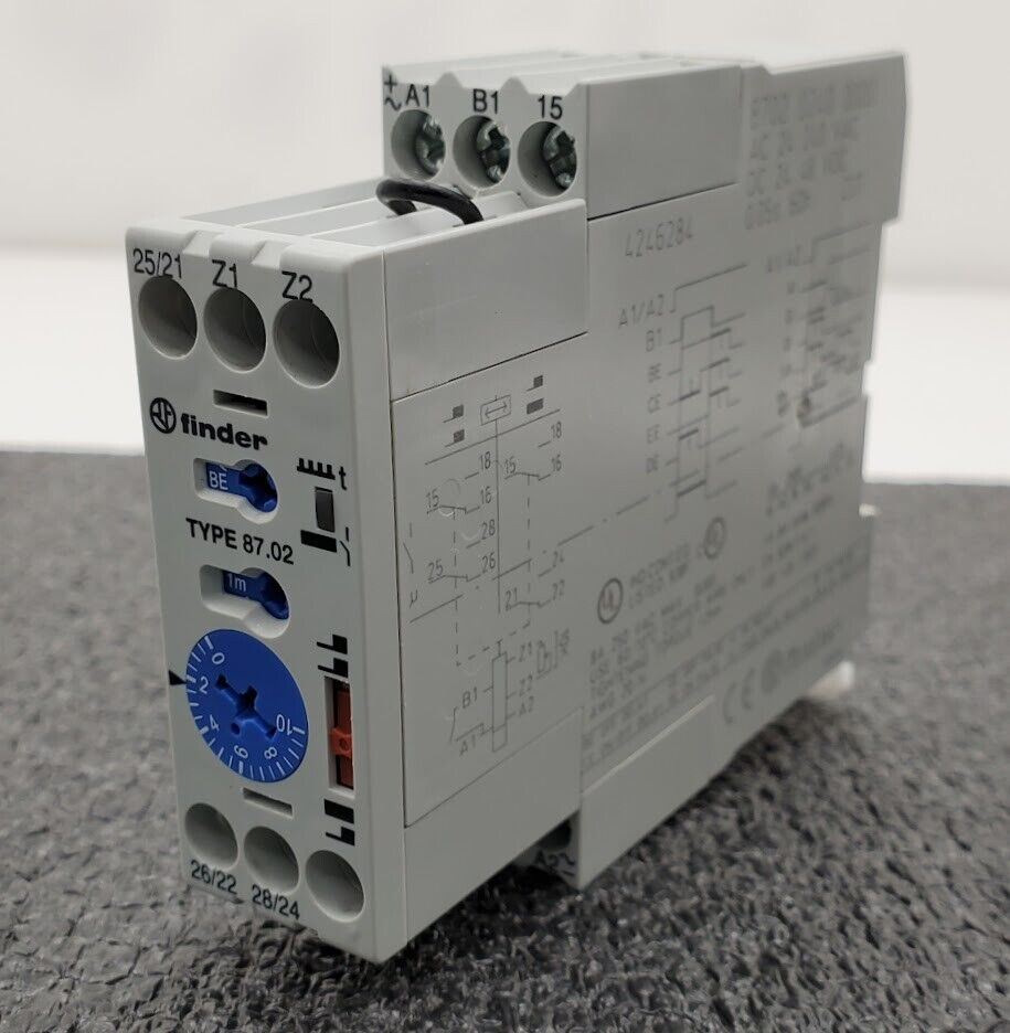 finder 87.02 0240 0000 Modular Timer Relay AC 24...240 VAC DC 24...48 VDC 2 Pole