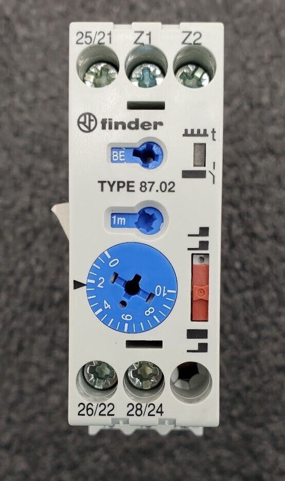 finder 87.02 0240 0000 Modular Timer Relay AC 24...240 VAC DC 24...48 VDC 2 Pole