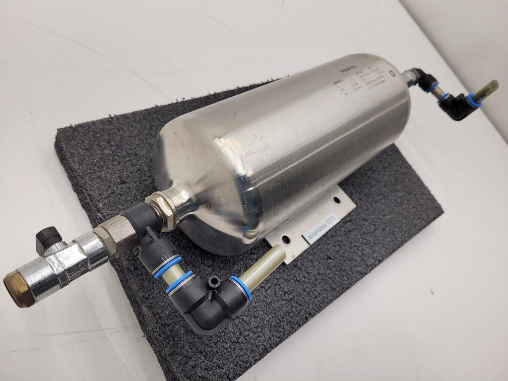 Festo CRVZS-2 160236 Stainless Steel 2 Liter Air Reservoir Tank 24 Bar 12mm Port