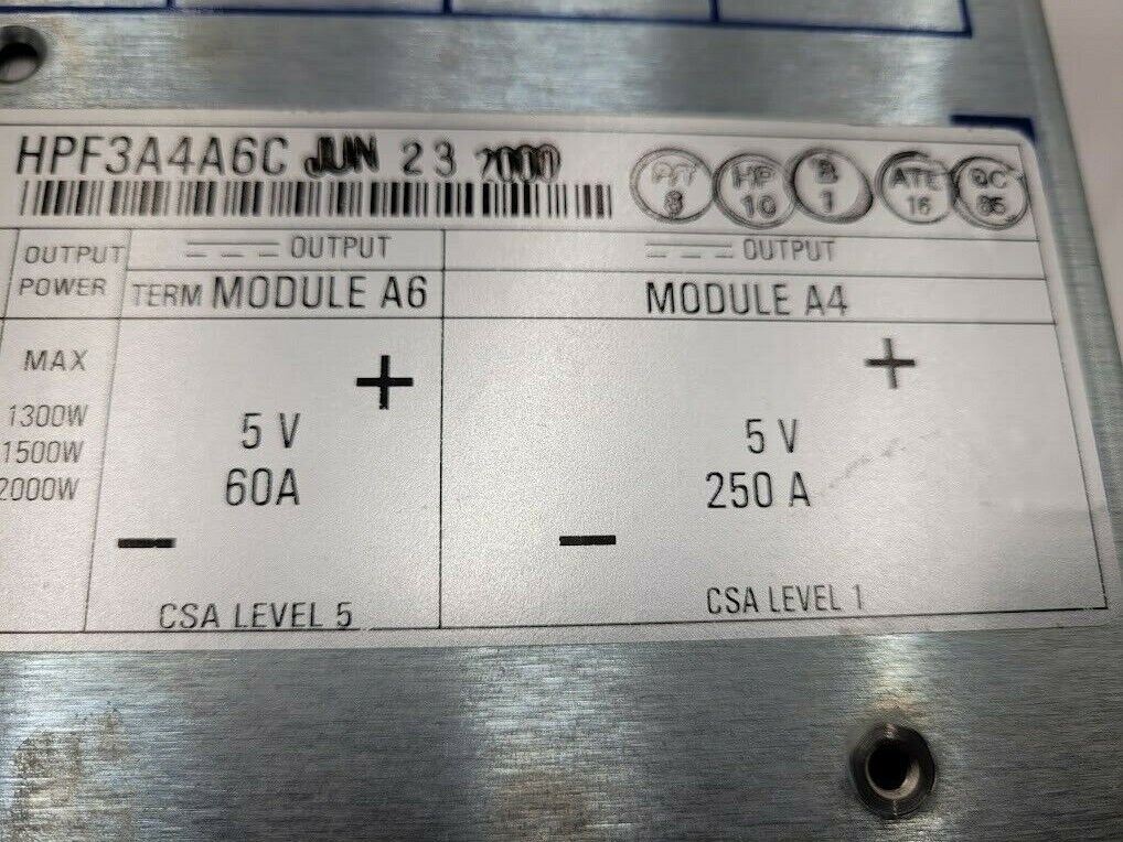 Power-One 5VDC HPF3A4A6C Dual Output 5v 60A 5V 250A Power Supply 2kW 2000W 310A