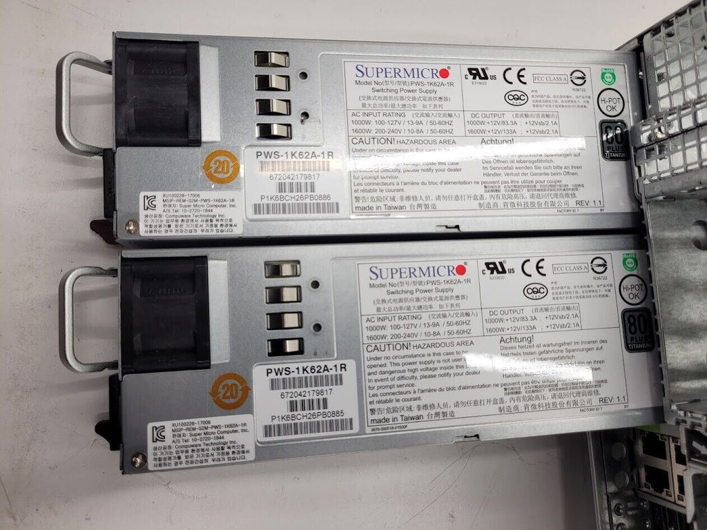 Supermicro SYS-2029U-TN24R4T 2x Xeon Silver 4116 64Gb Ram 24x NVMe Slots X11DPU