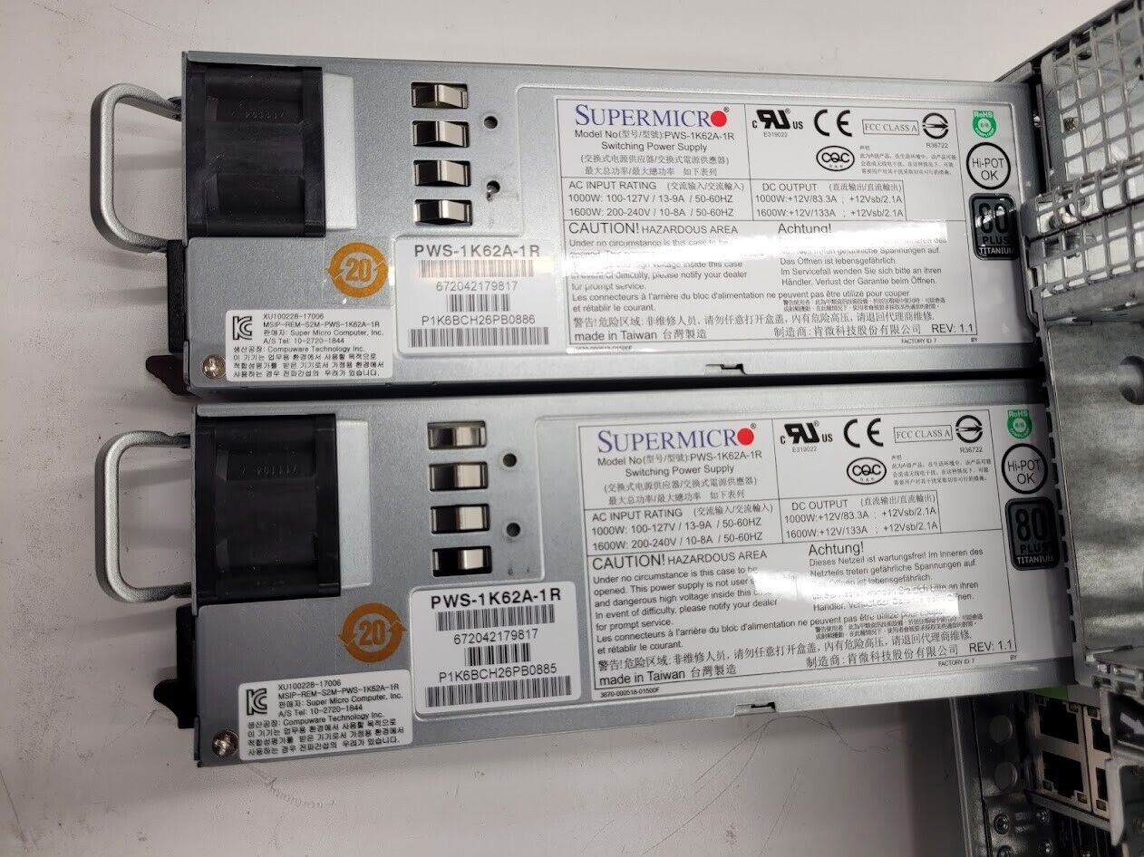 Supermicro SYS-2029U-TN24R4T 2x Xeon Silver 4116 64Gb Ram 24x NVMe Slots X11DPU