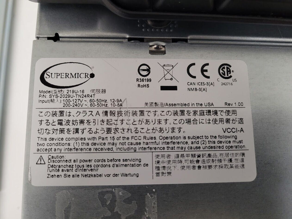 Supermicro SYS-2029U-TN24R4T 2x Xeon Silver 4116 64Gb Ram 24x NVMe Slots X11DPU