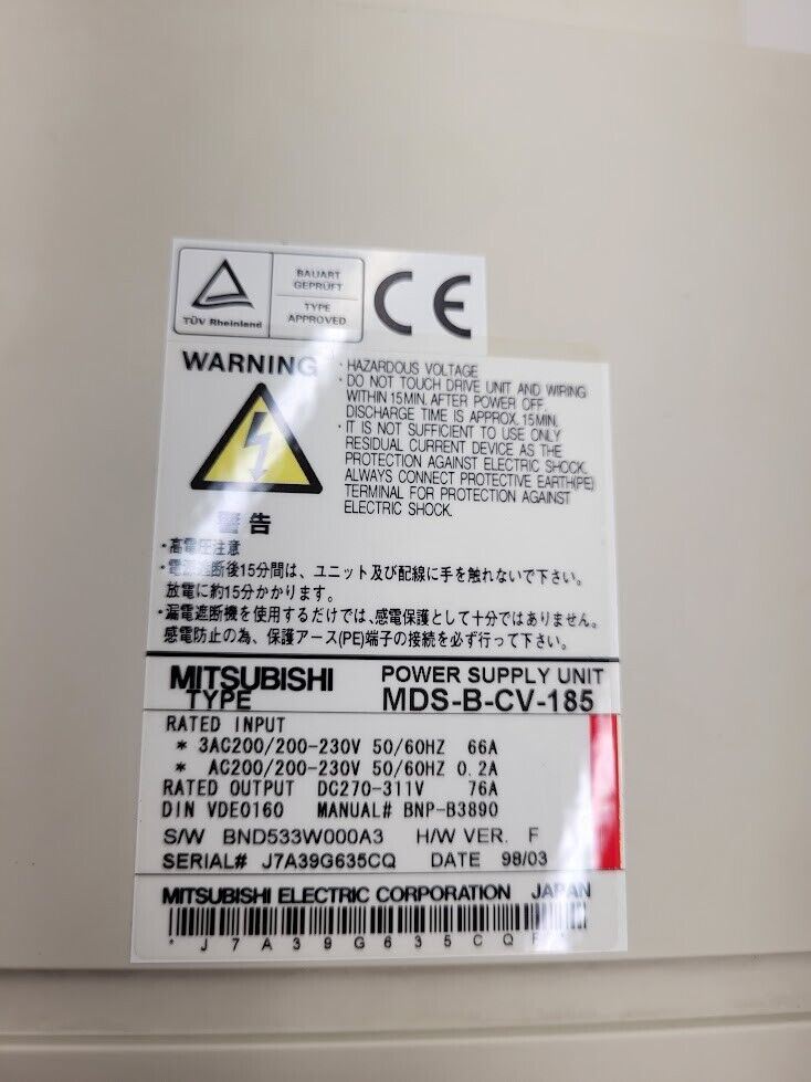 Citizen E-32 Mitsubishi MDS-B-CV-185 Power Supply Expedited Shipping Available