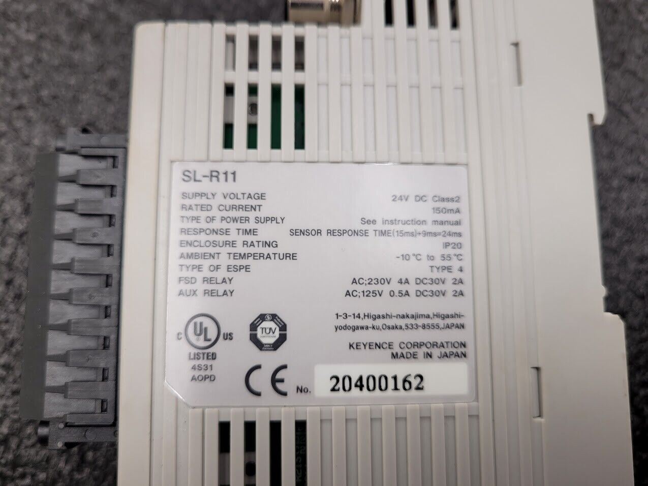 Keyence Light Curtain Pair SL-C28H-T SL-C28H-R SL-R11 Control Module Controller