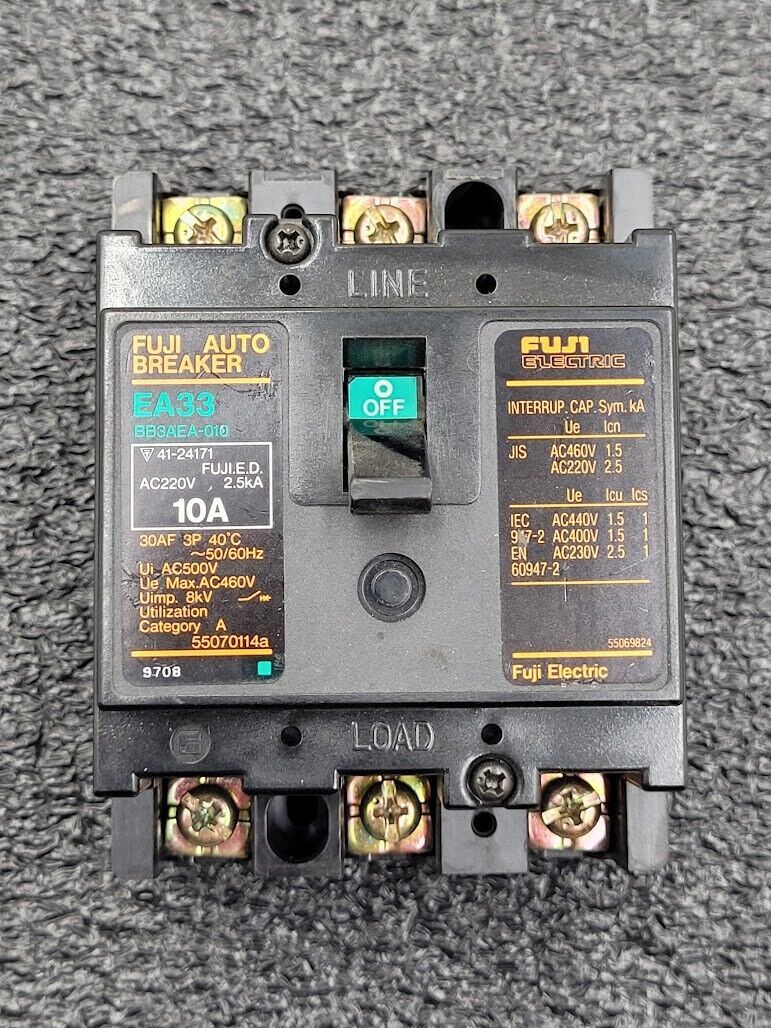 Fuji Electric Auto Breaker Switch EA33 10A 3 Pole BB3AEA-010 AC220V 2.5kA