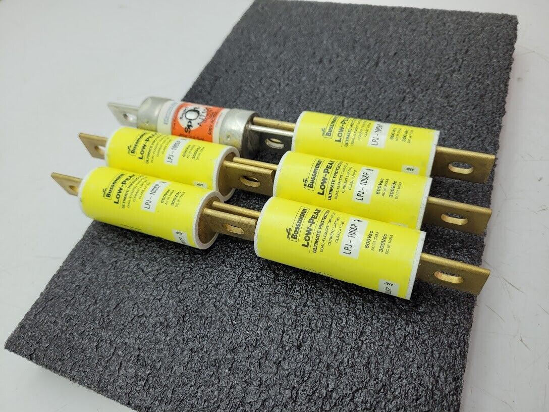 6 Pack LPJ-100SP Class J Low-Peak Dual-Element Time Delay Fuse 600V 100A