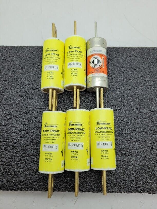 6 Pack LPJ-100SP Class J Low-Peak Dual-Element Time Delay Fuse 600V 100A