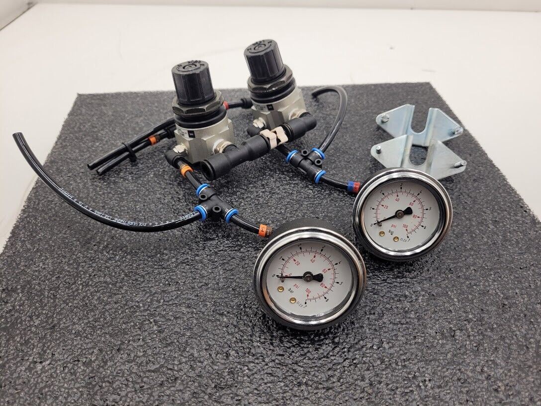 SMC Panel Mounted 2x AR111-02-X102 Regulator 2x Gauge Setup 100PSI with Clips