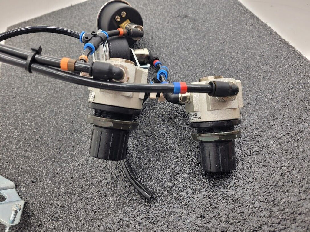 SMC Panel Mounted 2x AR111-02-X102 Regulator 2x Gauge Setup 100PSI with Clips
