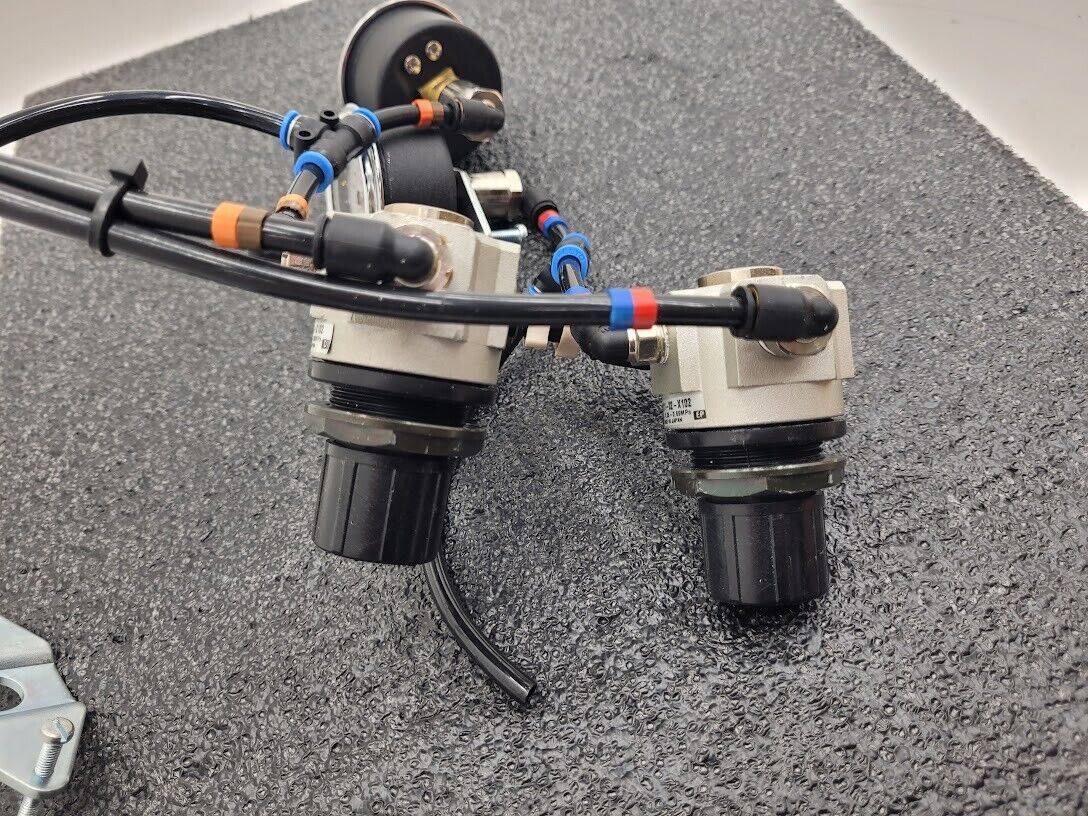 SMC Panel Mounted 2x AR111-02-X102 Regulator 2x Gauge Setup 100PSI with Clips