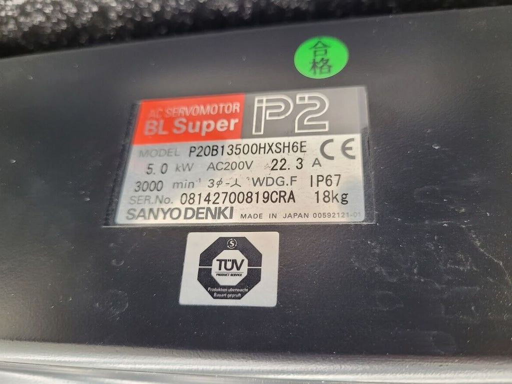 Sanyo Denki AC Servo Motor P20B13500HXSH6E and Servo Drive RS2A15AAAL002EB2PL1
