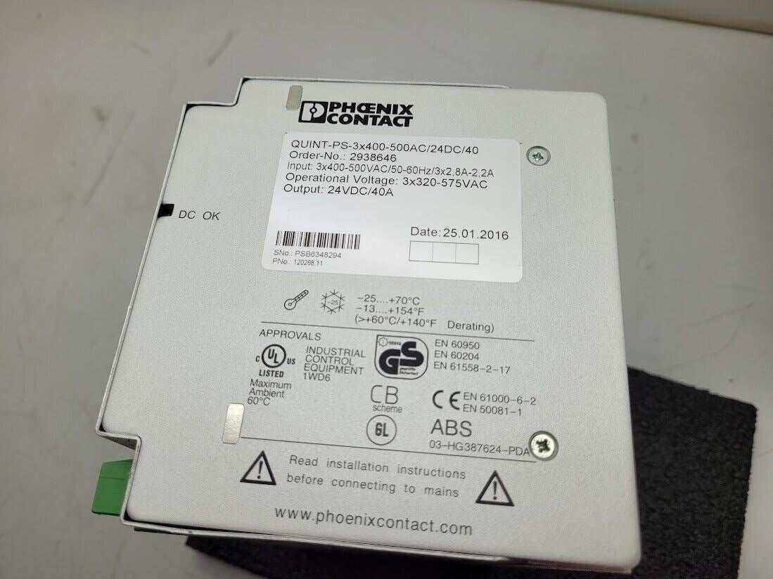 Phoenix Contact 2938646 QUINT-PS-3X400-500AC/24DC/40 Power Supply Working Pull