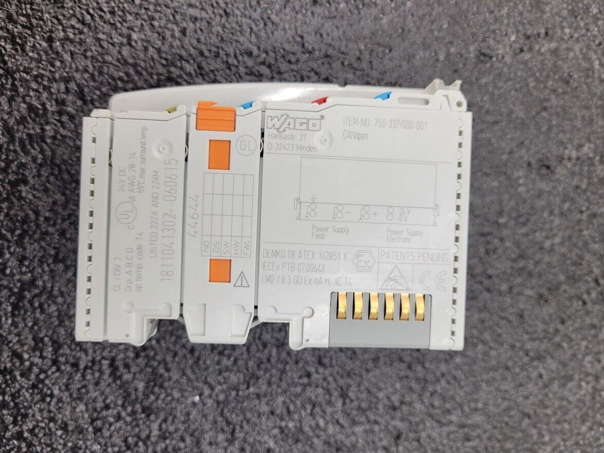 Wago 750-377 CANopen I/O System Fieldbus Coupler 24VDC DIN Rail 02-060615