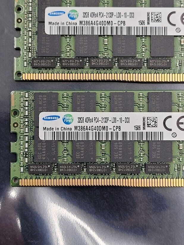 Lot of 4 Samsung 32GB 4DRx4 PC4-2133P M386A4G40DM0-CPB PC4 ECC Ram 128GB total