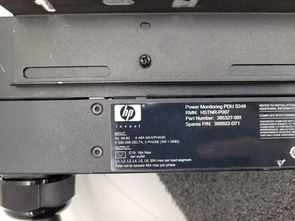 HP 398922-D71 Power Monitoring PDU S348 3PH 48A 395327-001 AF400A Monitor Module