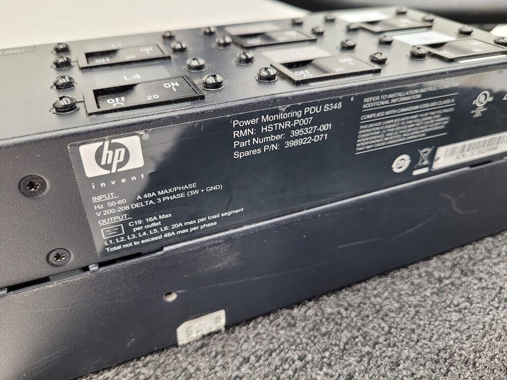 HP 398922-D71 Power Monitoring PDU S348 3PH 48A 395327-001 AF400A Monitor Module
