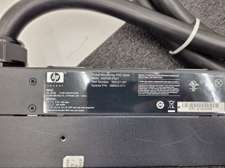 HP 398922-D71 Power Monitoring PDU S348 3PH 48A 395327-001 AF400A Monitor Module