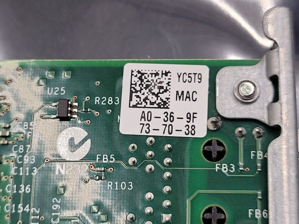 Intel Dell 0YC5T9 10GbE 2 Port Gigabit Ethernet Adapter PCI Custom Bracket