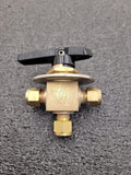 Swagelok B-44XS6 Brass 1-Piece 40 Series 3-Way Ball Valve Working Pull 1500 PSI