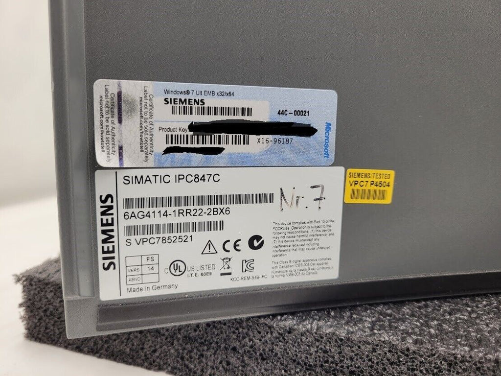 Siemens 6AG4114-1RR22-2BX6 Simatic PROFINET Rack PC IPC847C i7-640 4Gb NO Top