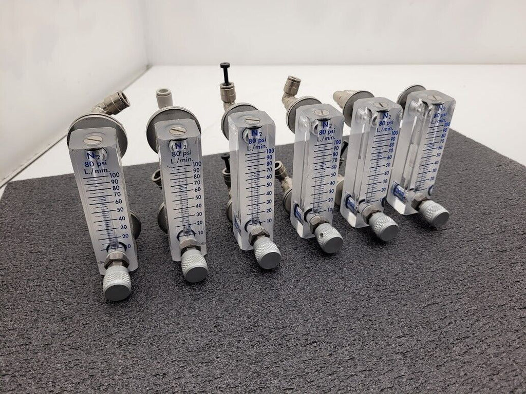 Lot of 6 Kobold 80 PSI N2 Nitrogen 10-100 L/min Adjustable Flow Meter AM120