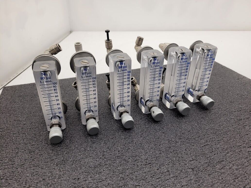 Lot of 6 Kobold 80 PSI N2 Nitrogen 10-100 L/min Adjustable Flow Meter AM120