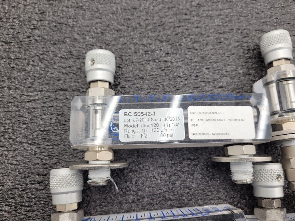 Lot of 6 Kobold 80 PSI N2 Nitrogen 10-100 L/min Adjustable Flow Meter AM120