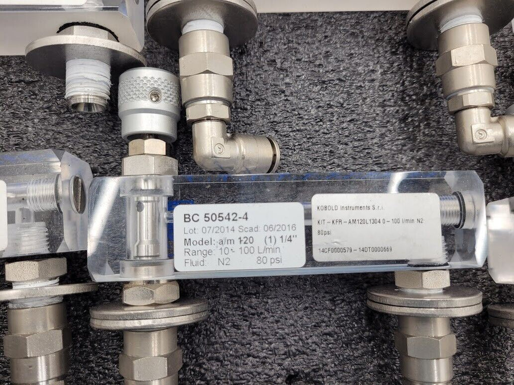 Lot of 6 Kobold 80 PSI N2 Nitrogen 10-100 L/min Adjustable Flow Meter AM120