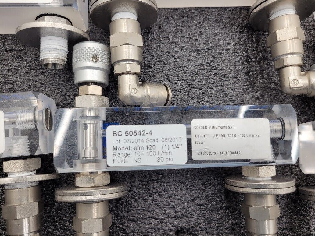 Lot of 6 Kobold 80 PSI N2 Nitrogen 10-100 L/min Adjustable Flow Meter AM120
