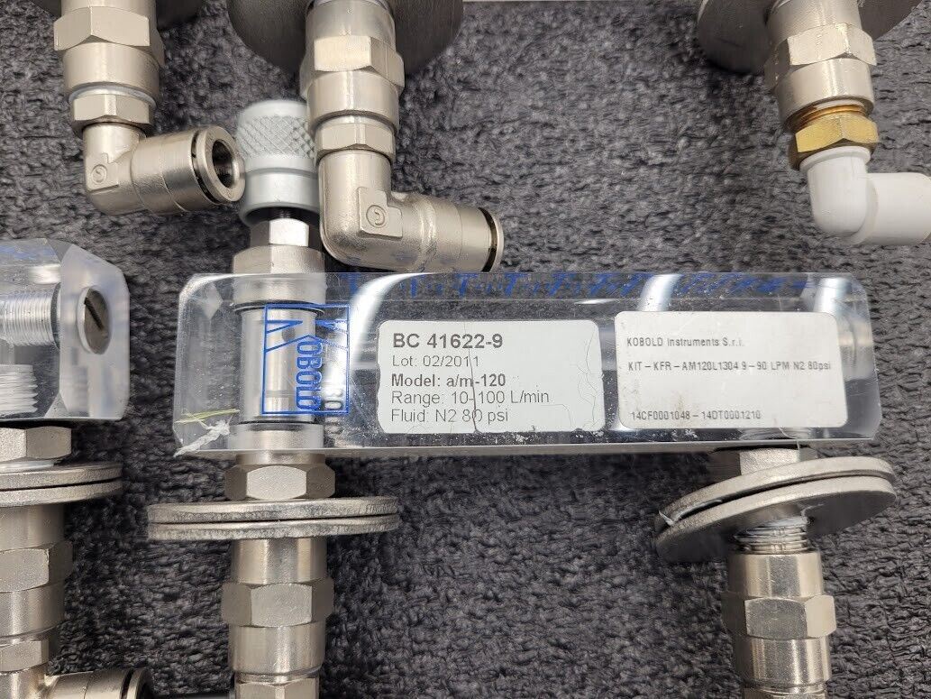 Lot of 6 Kobold 80 PSI N2 Nitrogen 10-100 L/min Adjustable Flow Meter AM120
