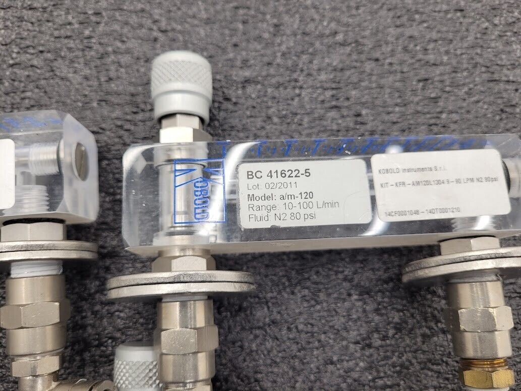 Lot of 6 Kobold 80 PSI N2 Nitrogen 10-100 L/min Adjustable Flow Meter AM120